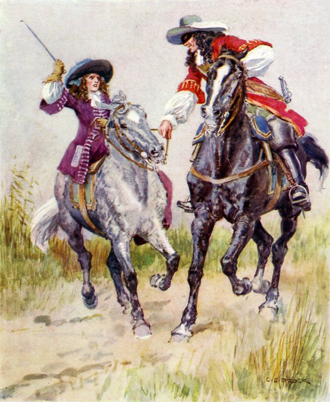 Masked Highwayman Stopping Beautiful Girl by Charles Edmund Brock