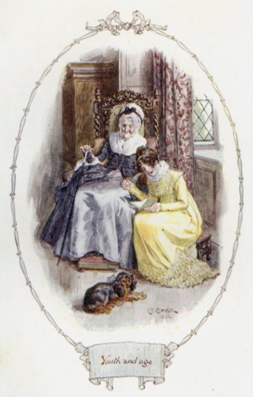 Youth and age (colour litho) by Charles Edmund Brock