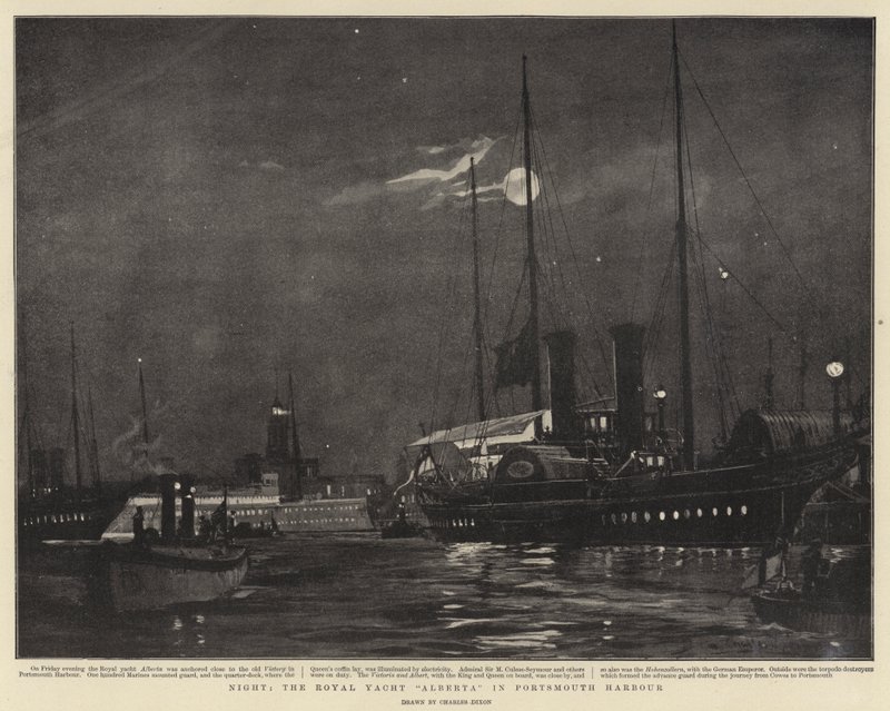 Night, the Royal Yacht Alberta in Portsmouth Harbour by Charles Edward Dixon