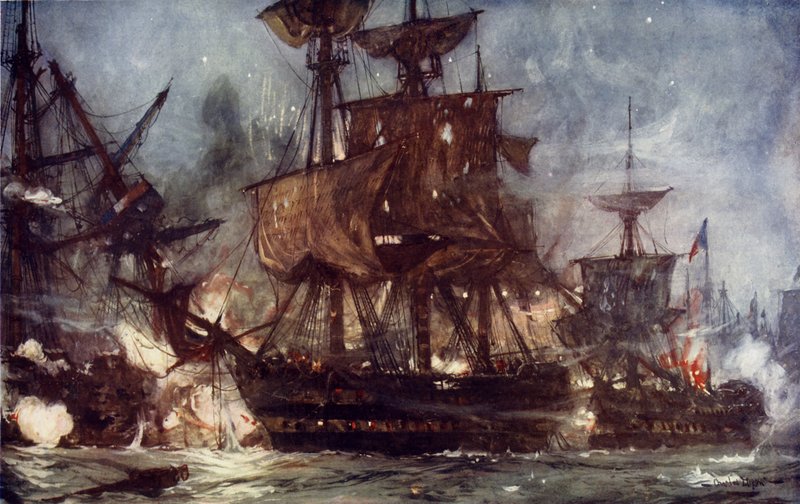 The Majestic at the Battle of the Nile, 1798 by Charles Edward Dixon