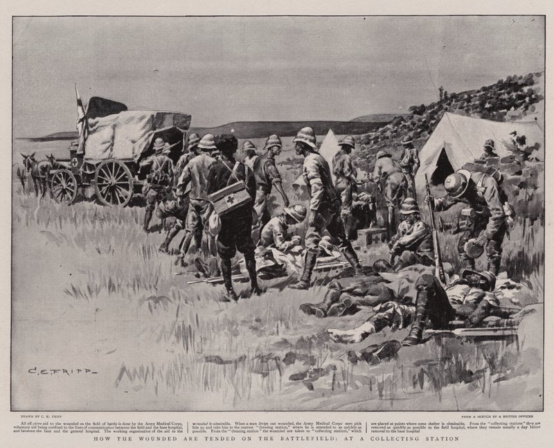How the Wounded are Tended on the Battlefield, at a Collecting Station by Charles Edwin Fripp