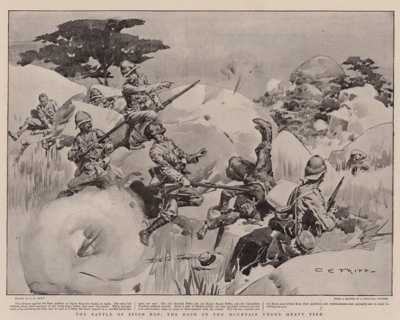 The Battle of Spion Kop, the Dash up the Mountain under Heavy Fire by Charles Edwin Fripp