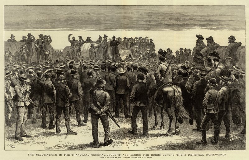 The Negotiations in the Transvaal, General Joubert Addressing the Boers Before Their Dispersal Homewards by Charles Edwin Fripp