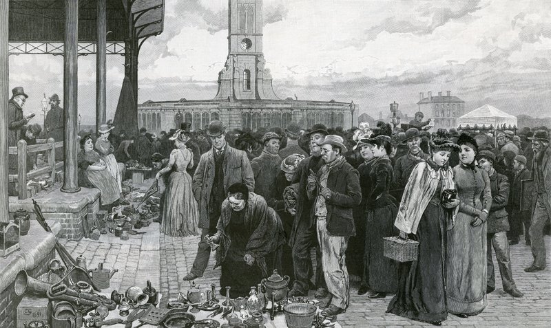 A London fair day at the Metropolitan Cattle Market by Charles Green