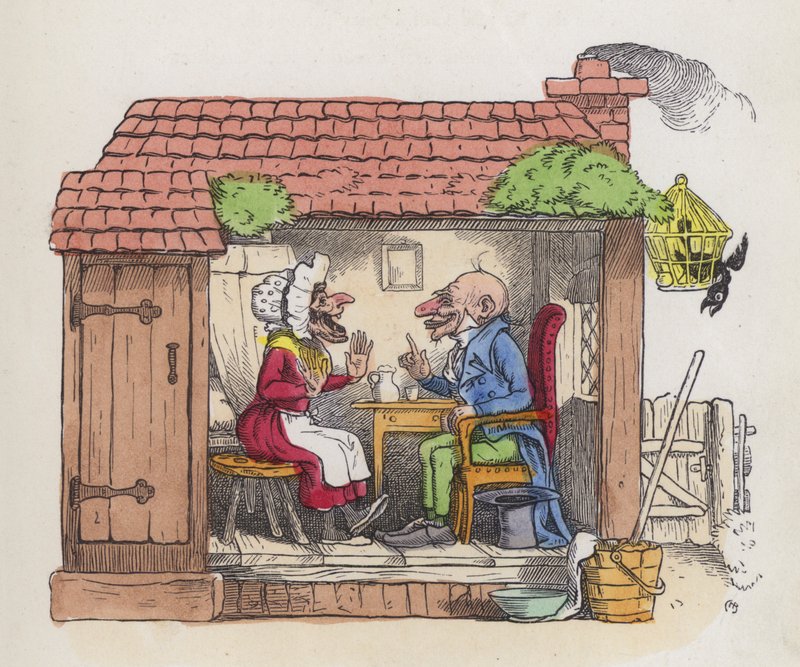 Man making his wife laugh by Charles Henry (after) Bennett