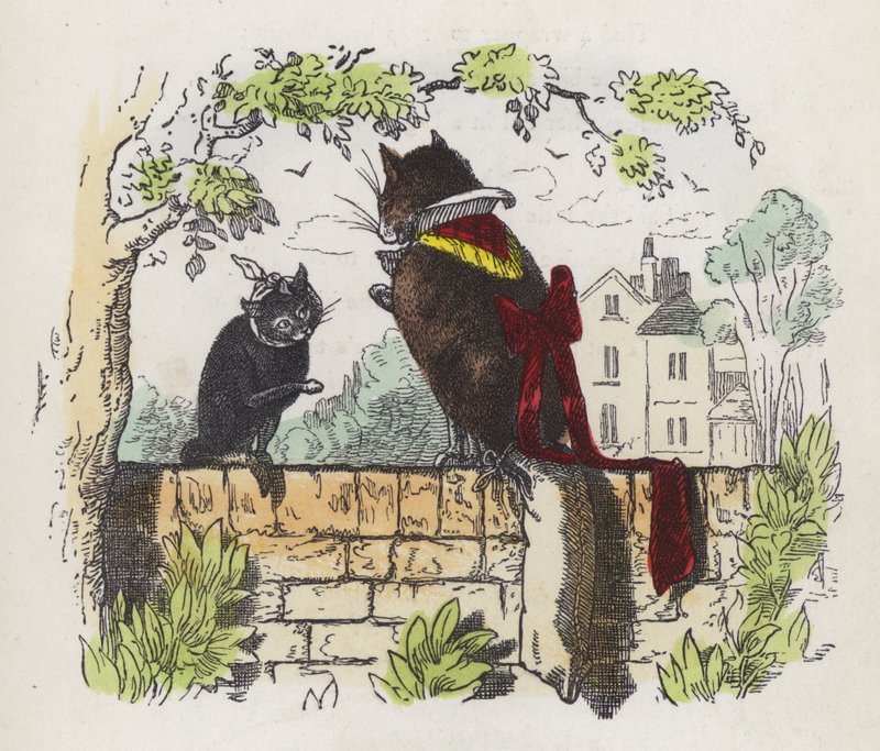 Two cats on a garden wall by Charles Henry (after) Bennett