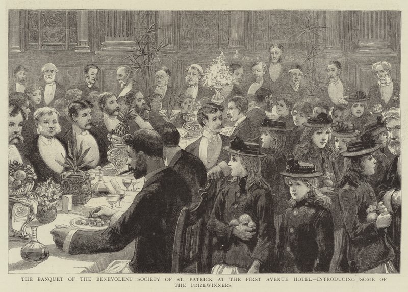 The Banquet of the Benevolent Society of St Patrick at the First Avenue Hotel, introducing some of the Prizewinners by Charles J. Staniland