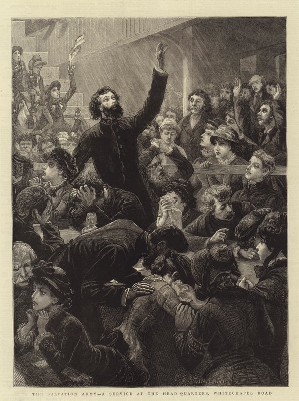 The Salvation Army, a Service at the Head Quarters, Whitechapel Road by Charles J. Staniland
