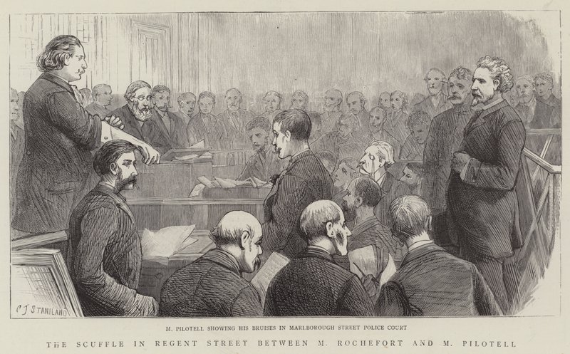 The Scuffle in Regent Street between M Rochefort and M Pilotell by Charles J. Staniland