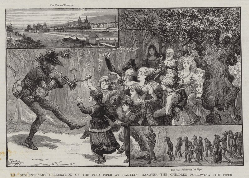 The Sexcentenary Celebration of the Pied Piper at Hamelin, Hanover, the Children following the Piper by Charles J. Staniland