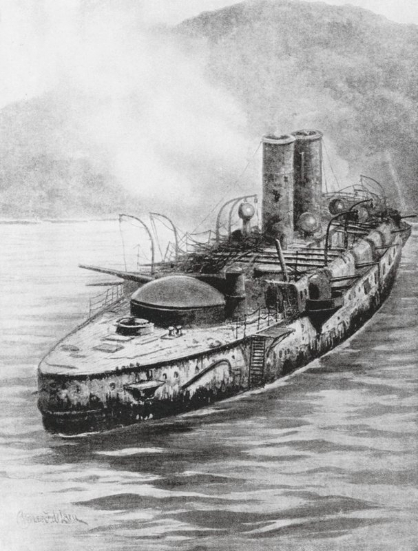 The Spanish Armoured Cruiser Oquendo after the Naval Engagement 1898 by Charles John de (after) Lacy