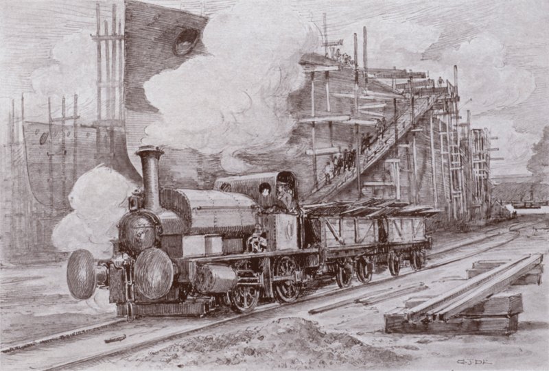 The shipyard locomotive by Charles John de (after) Lacy