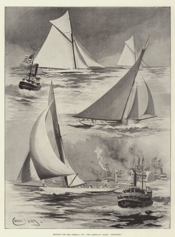 Contest for the America Cup, the American Yacht, Defender by Charles John de Lacy