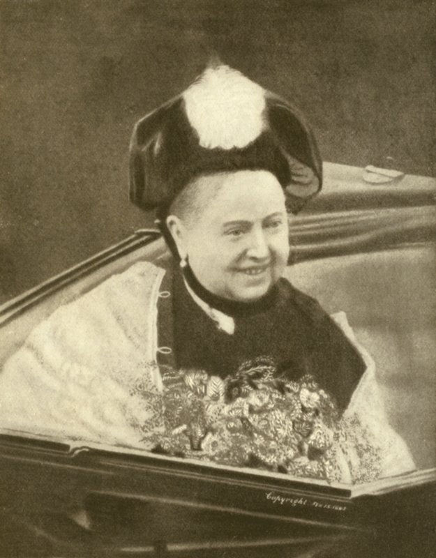 Queen Victoria smiling, having just accepted a bouquet of flowers, Isle of Wight by Charles Knight