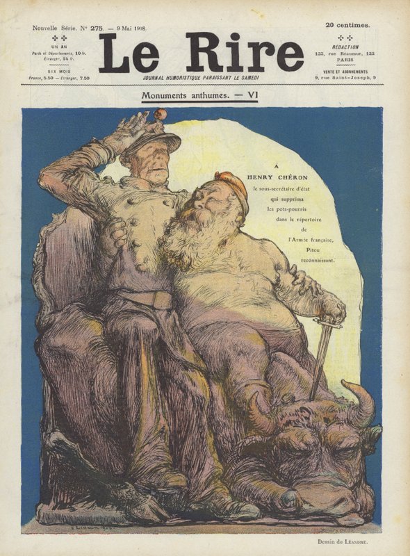 Caricature of Henry Cheron, French Under-Secretary of State for War. Illustration for Le Rire by Charles Leandre