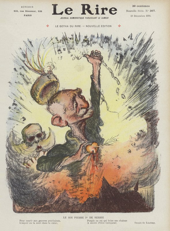 King Peter I of Serbia (Illustration for Le Rire) by Charles Leandre