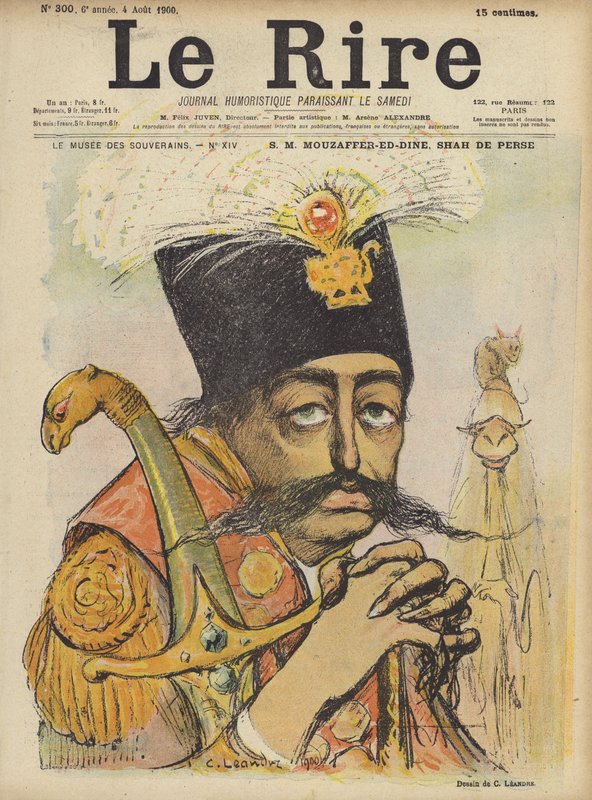 Mozaffer-ed-Din, Shah of Persia, Illustration for Le Rire by Charles Leandre