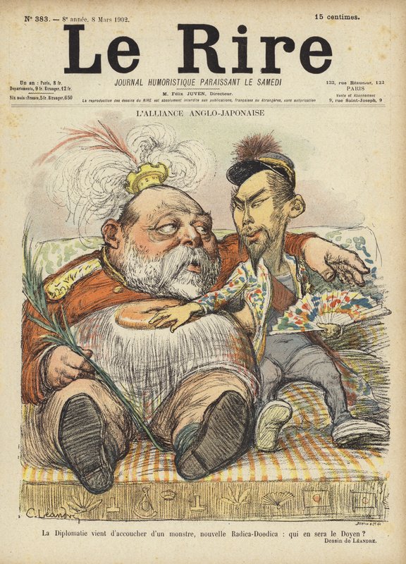 The Anglo-Japanese Alliance, Illustration for Le Rire by Charles Leandre
