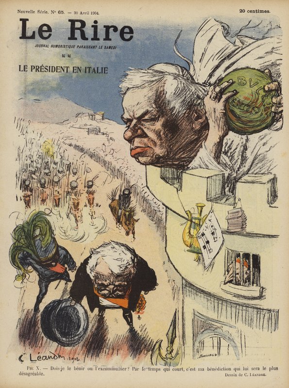 Visit of President Loubet of France to Italy (Illustration for Le Rire) by Charles Leandre