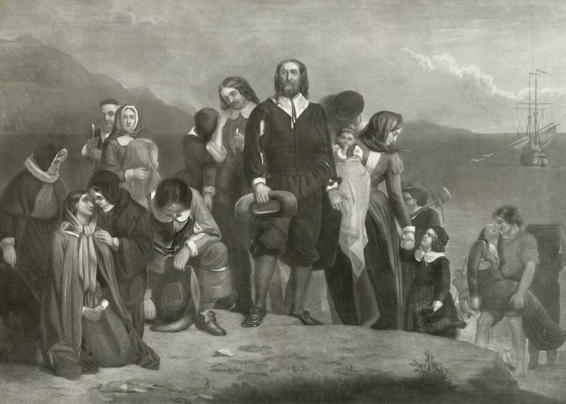 The Landing of the Pilgrim Fathers in America, 1620 by Charles Lucy