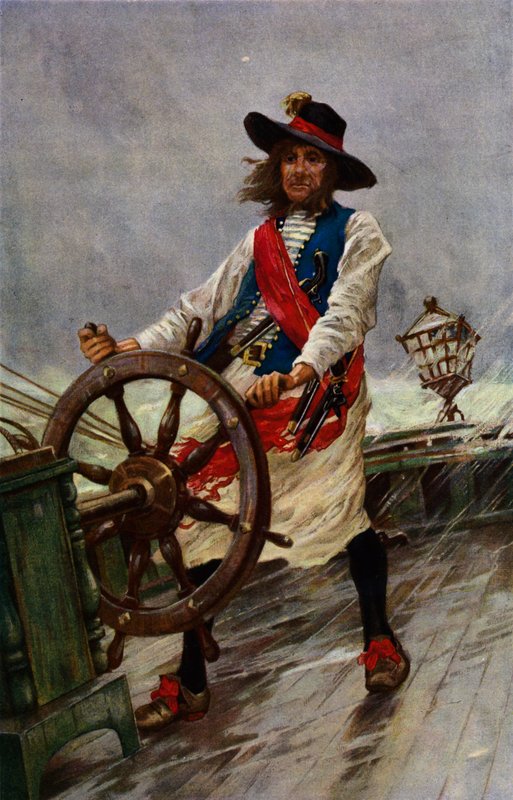 A Sea Rover, a sailor steering a ship in a storm by Charles Murray (after) Padday