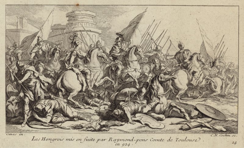 The Hungarian army put to flight by Raymond Pons, Count of Toulouse, 924 by Charles Nicolas II Cochin