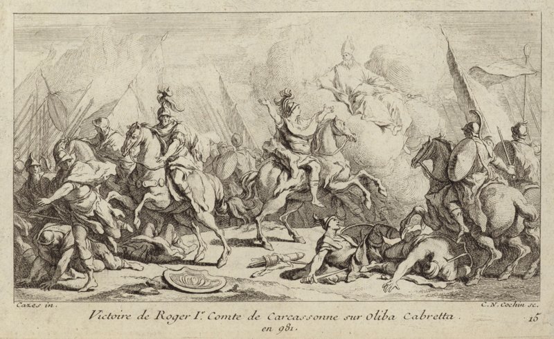 Victory of Roger I, Count of Carcassonne, over Oliba Cabreta, 981 by Charles Nicolas II Cochin