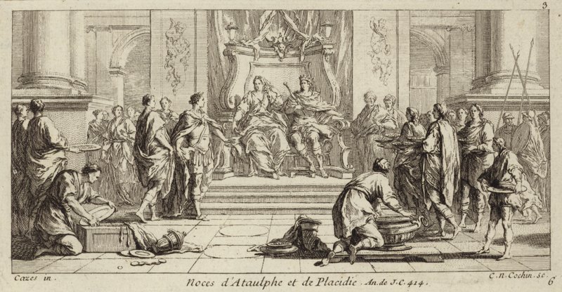 Wedding of Galla Placidia and Ataulf, King of the Visigoths, Narbonne, 414 by Charles Nicolas II Cochin