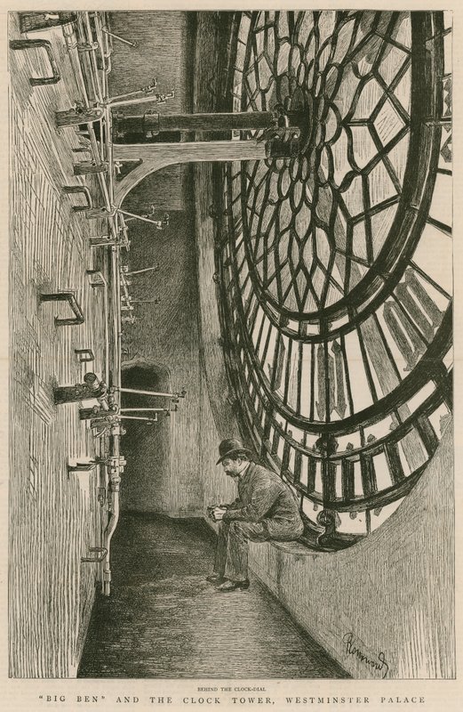 Behind the Clock-Dial, Big Ben and the Clock Tower, Westminster Palace by Charles Paul Renouard