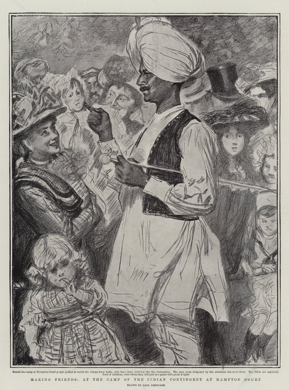 Making Friends, at the Camp of the Indian Contingent at Hampton Court by Charles Paul Renouard