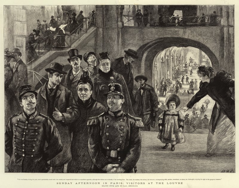 Sunday Afternoon in Paris, Visitors at the Louvre by Charles Paul Renouard