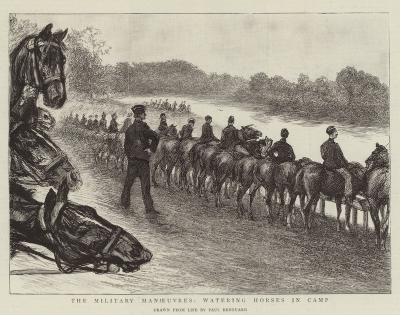 The Military Manoeuvres, Watering Horses in Camp by Charles Paul Renouard