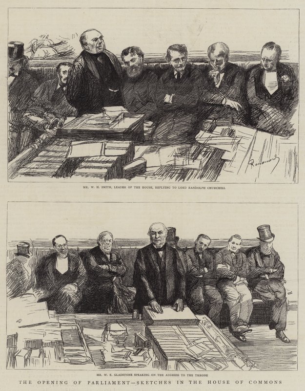 The Opening of Parliament, Sketches in the House of Commons by Charles Paul Renouard