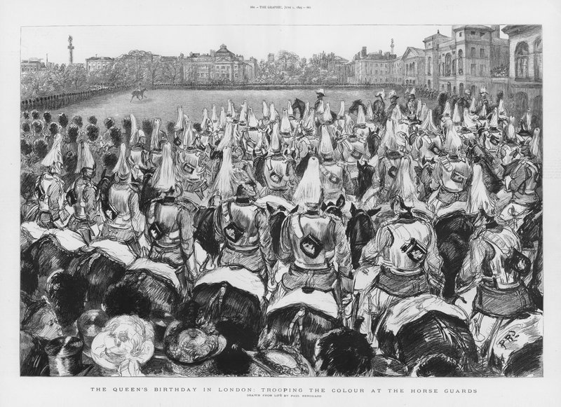 Trooping the Colour at the Horse Guards by Charles Paul Renouard