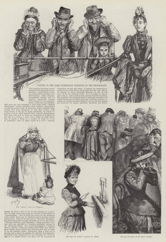 Visitors to the Paris Exhibition Listening to the Phonograph by Charles Paul Renouard