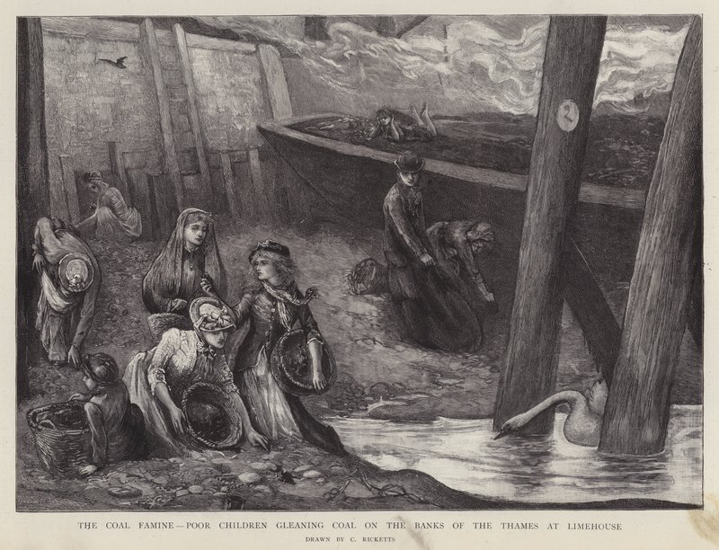 Poor children gleaning pieces of coal from the banks of the Thames at Limehouse, London by Charles Ricketts
