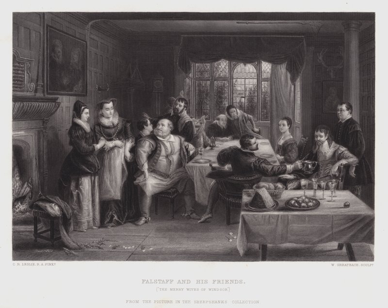 Falstaff and His Friends (engraving) by Charles Robert (after) Leslie