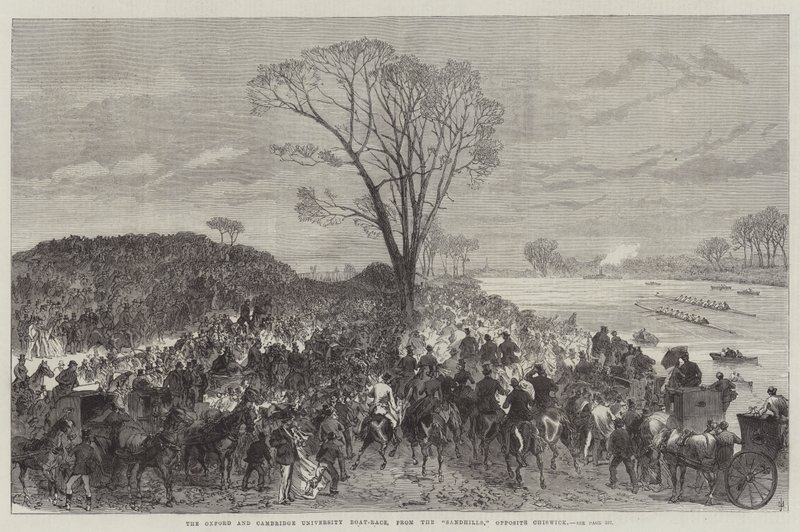 The Oxford and Cambridge University Boat-Race, from the Sandhills, opposite Chiswick by Sir John Charles Robinson