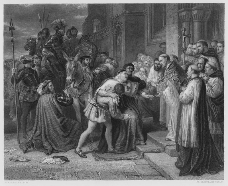 Wolsey at Leicester Abbey, from the picture in the Royal Collection by Charles West (after) Cope