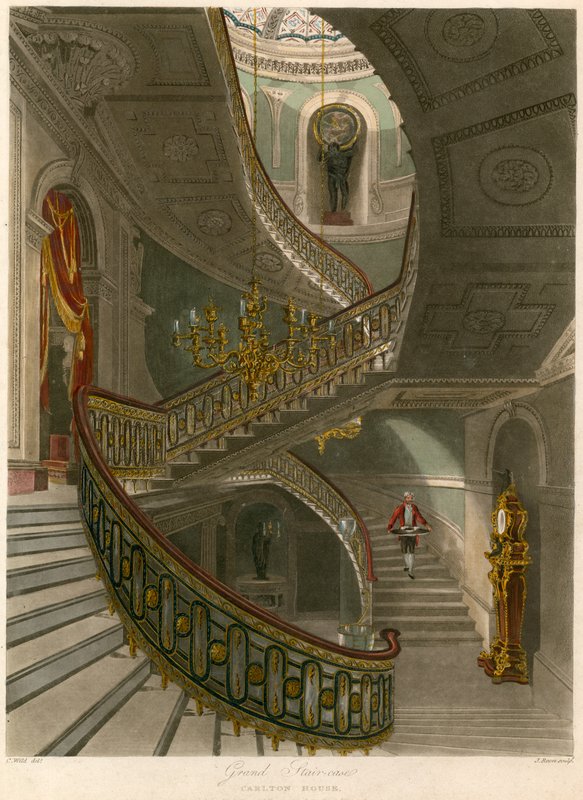 Grand staircase, Carlton House, London by Charles Wild