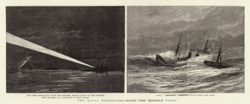 The Naval Manoeuvres, with the Hostile Fleet by Charles William Wyllie