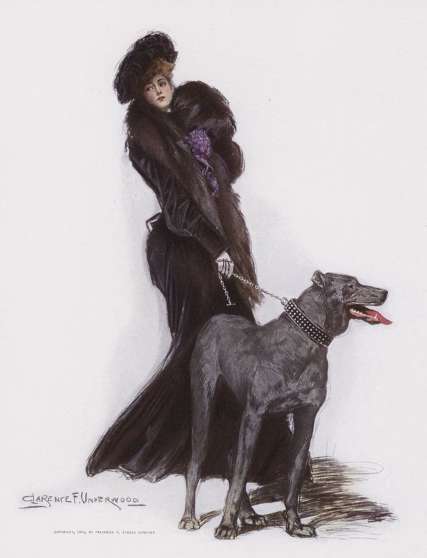 Woman Walking Her Dog by Clarence F. Underwood