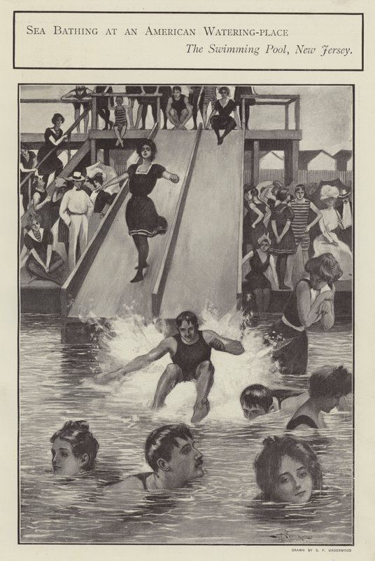 Sea Bathing at a Swimming Pool in New Jersey, United States by Clarence F. Underwood