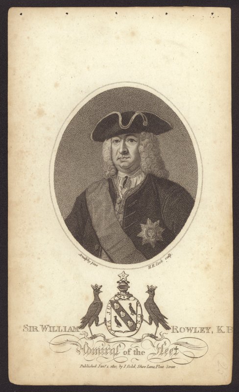 Sir William Rowley, British admiral (engraving) by Claude Arnulphy