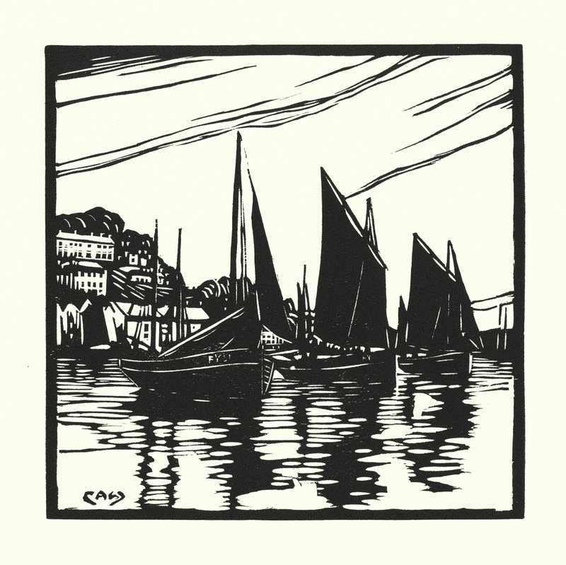 Fishing Boats and Barges: Cornish Drifters, Looe by Cyril A. Wilkinson
