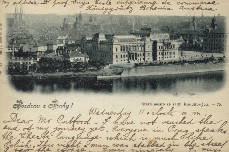 Postcard depicting a general view of Prague by Czech Photographer
