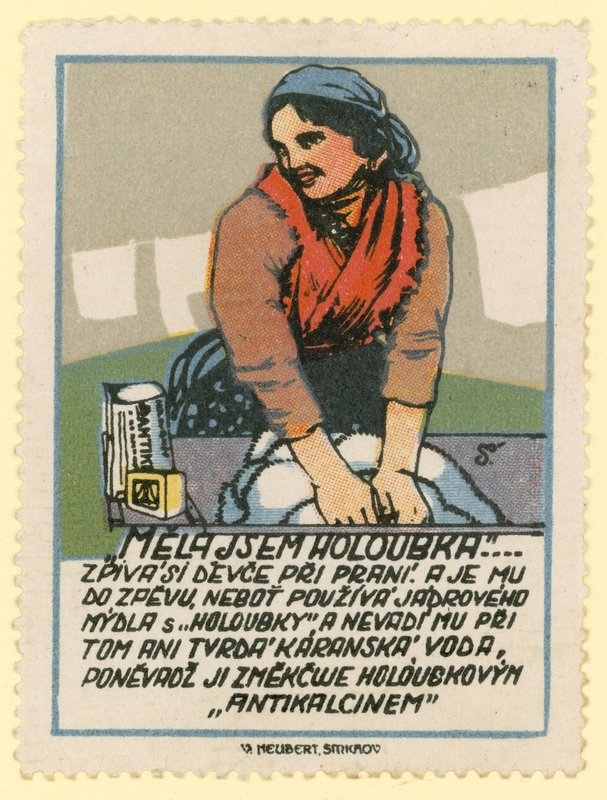 Woman doing washing by Czech School