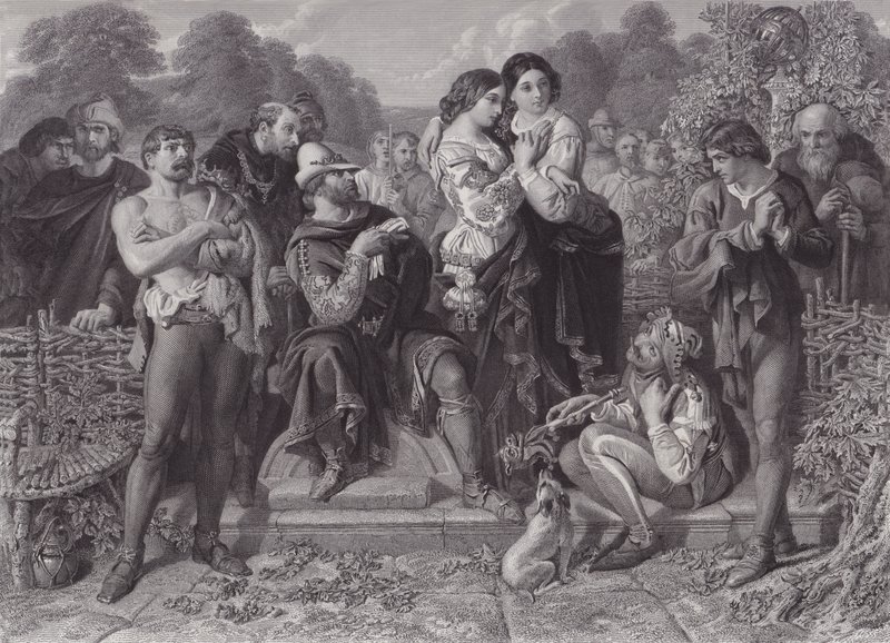 Orlando and the Wrestler, "As You Like It" by Daniel (after) Maclise