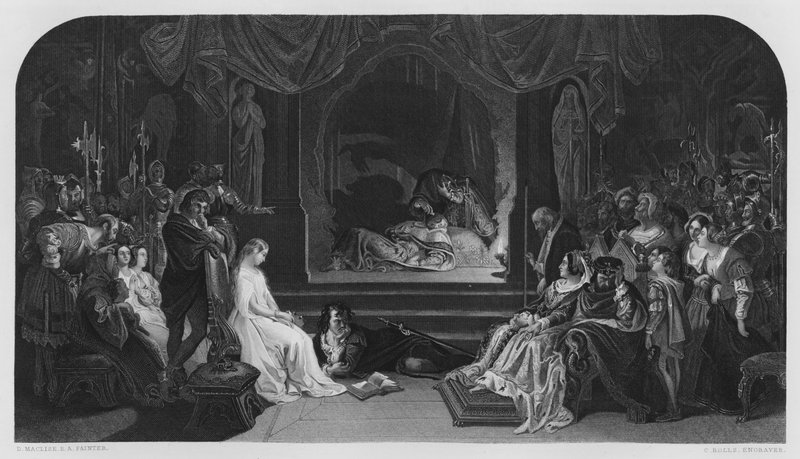The Play Scene, Hamlet (from the picture in the Vernon Gallery) by Daniel (after) Maclise