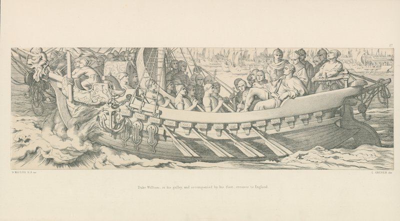 Duke William, in his Galley, and Accompanied by his Fleet, Crosses to England by Daniel Maclise